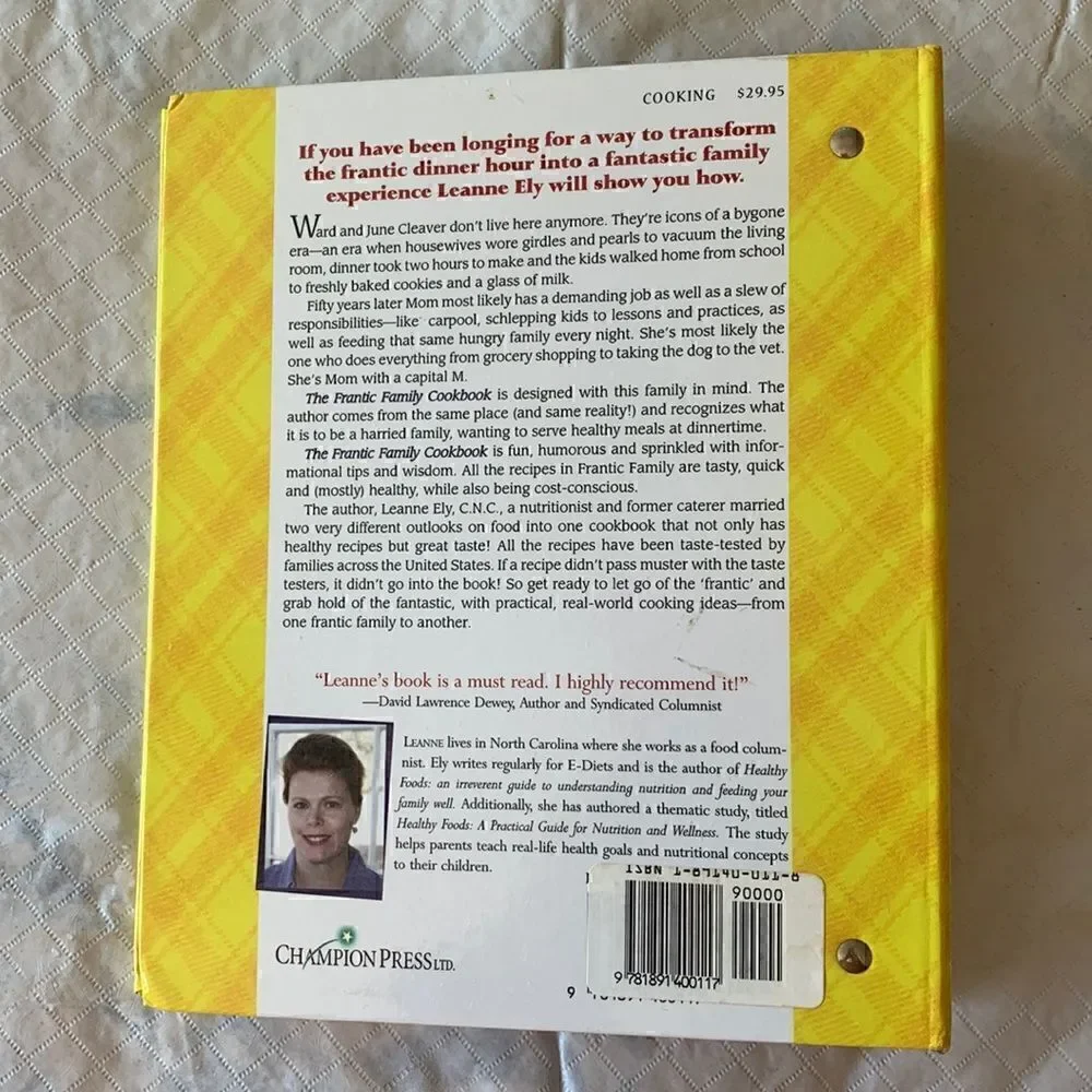 Cookbook Hardcover Binder Frantic Family Cookbook Leanne Ely